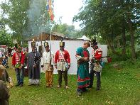 Medieval re-enactor testing futuristic arms technology